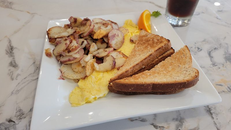 A diner breakfast, the meal you eat now instead of storing for tomorrow