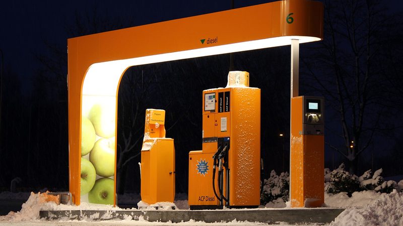 A diesel pump and hose, a stand-in for shore gear rather than a picture of a specific cord