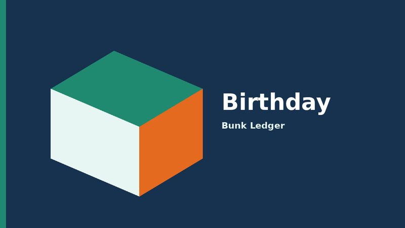 A plain Bunk Ledger graphic labeled birthday