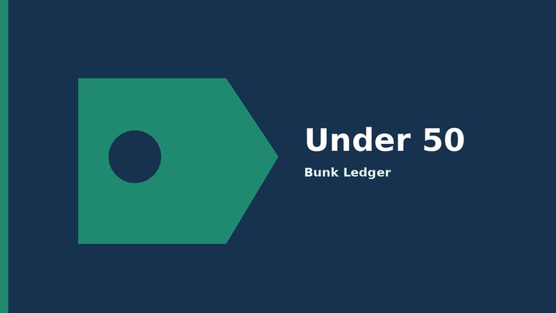 A plain Bunk Ledger graphic labeled under 50
