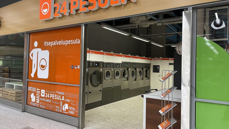 A laundry room, the first stop of a home-time reset rather than a truck interior