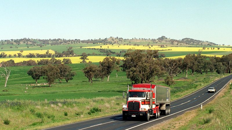 A truck on a rural highway